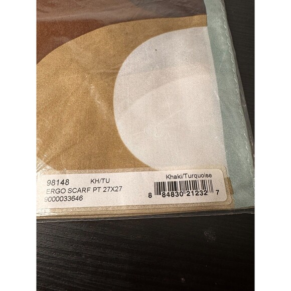 COACH 98148 ERGO SCARF PT 27 X 27 KHAKI/ TURQUOISE - Picture 3 of 3